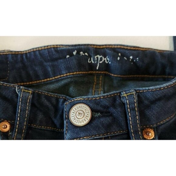 Aeropostale Juniors Lola Jeggings Sz 0 Short 5 Pocket Fringe Leg Bottom Jeans - Picture 4 of 8